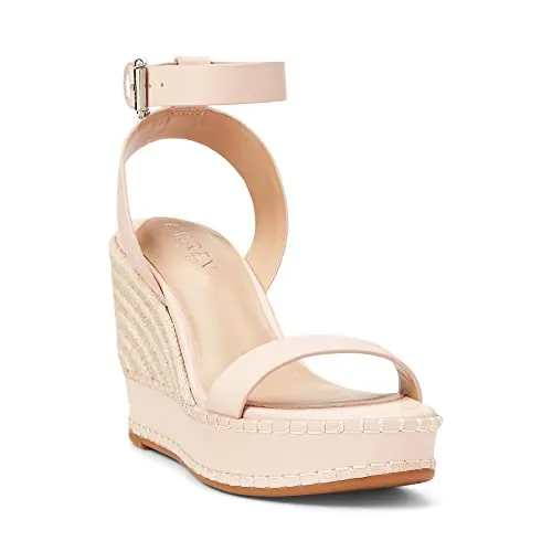 Lauren Ralph Lauren Hilarie Espadrille - Sandals for Women - Smooth Leather Upper - Adjustable Buckle Closure Light Pink 8.5 B - Medium