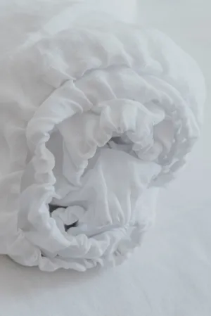 Linen fitted sheet - white