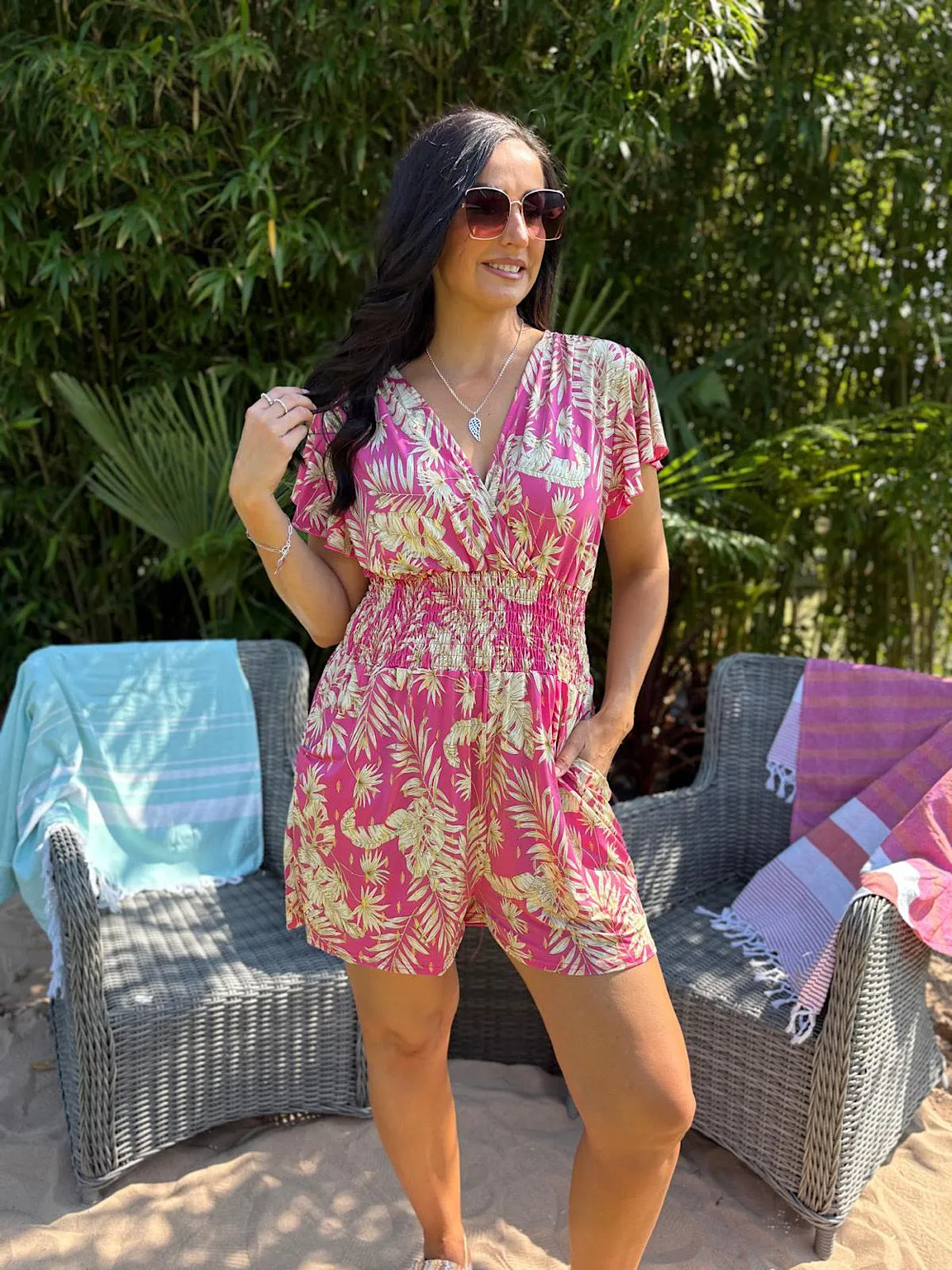 Lipstick Gold Leaf Playsuit Francesca