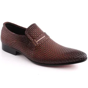 Men “Hurley” Pointy Toe Dual Shade Textured Buckle Loafer Shoes