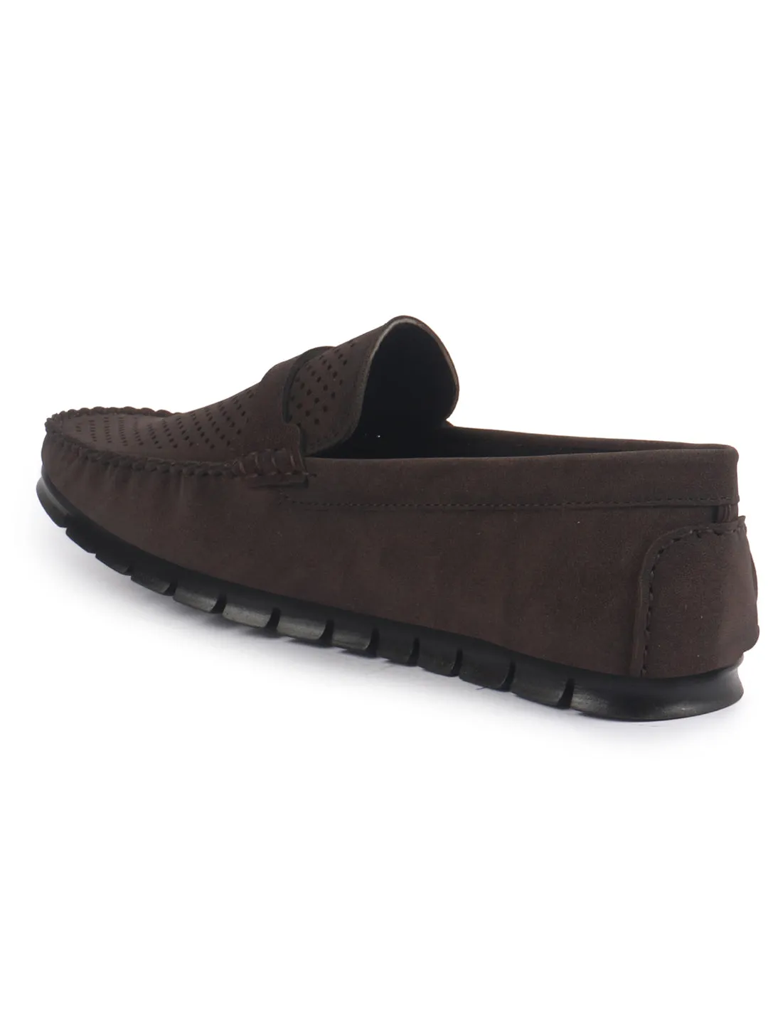 Men Laser Cut Suede Slip-On Shoe Driving Loafers Breathable Shoe with Memory Cushioned Insole All Day Long Comfortable