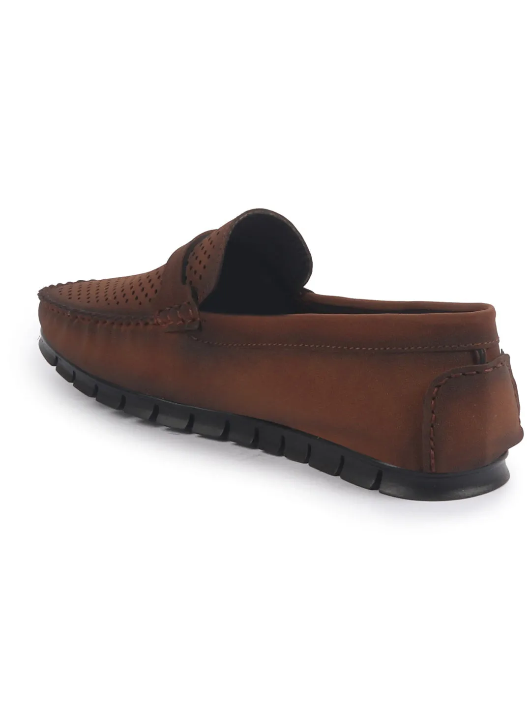 Men Laser Cut Suede Slip-On Shoe Driving Loafers Breathable Shoe with Memory Cushioned Insole All Day Long Comfortable