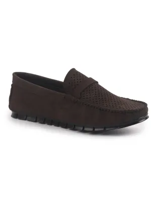 Men Laser Cut Suede Slip-On Shoe Driving Loafers Breathable Shoe with Memory Cushioned Insole All Day Long Comfortable
