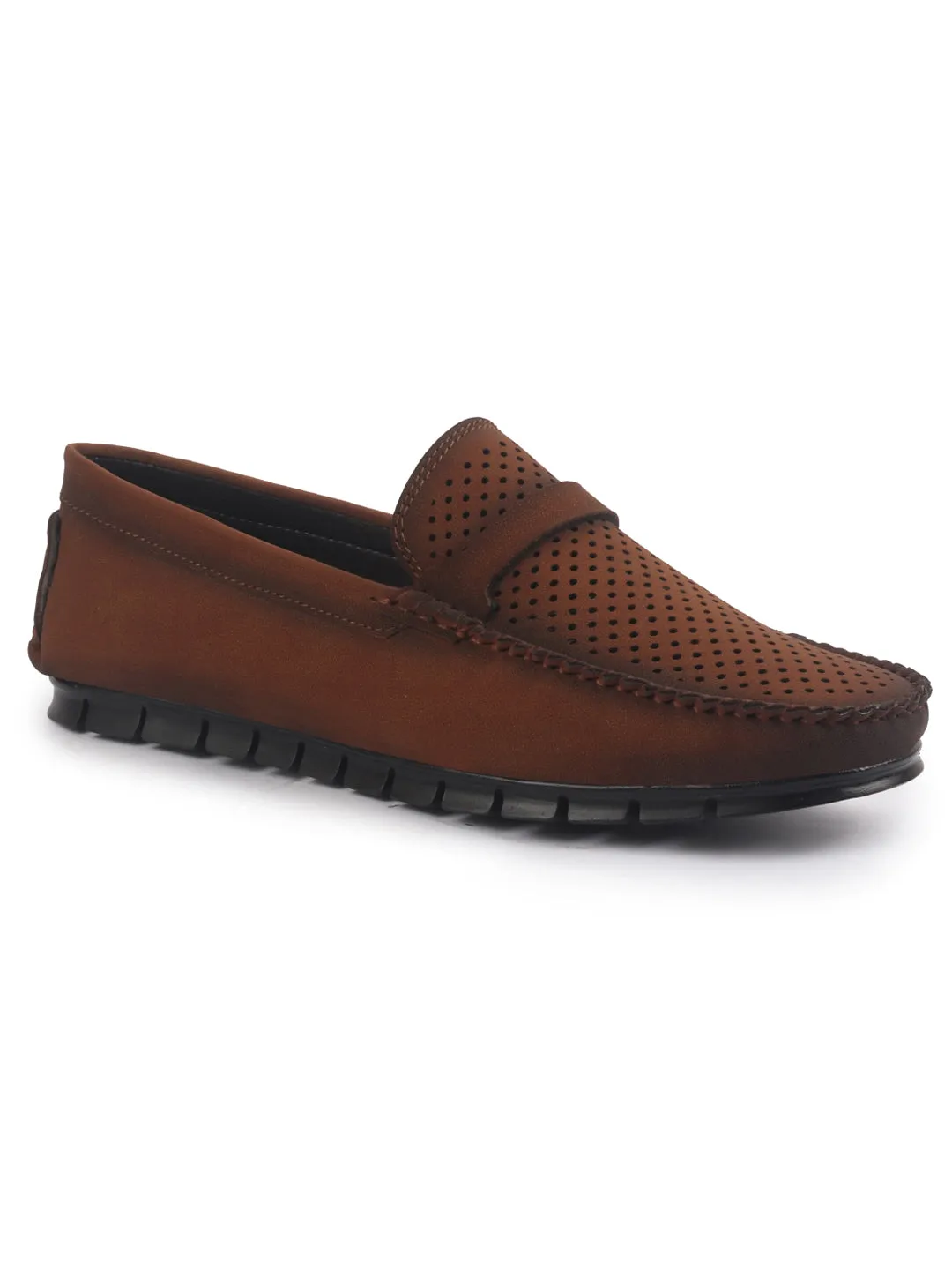 Men Laser Cut Suede Slip-On Shoe Driving Loafers Breathable Shoe with Memory Cushioned Insole All Day Long Comfortable
