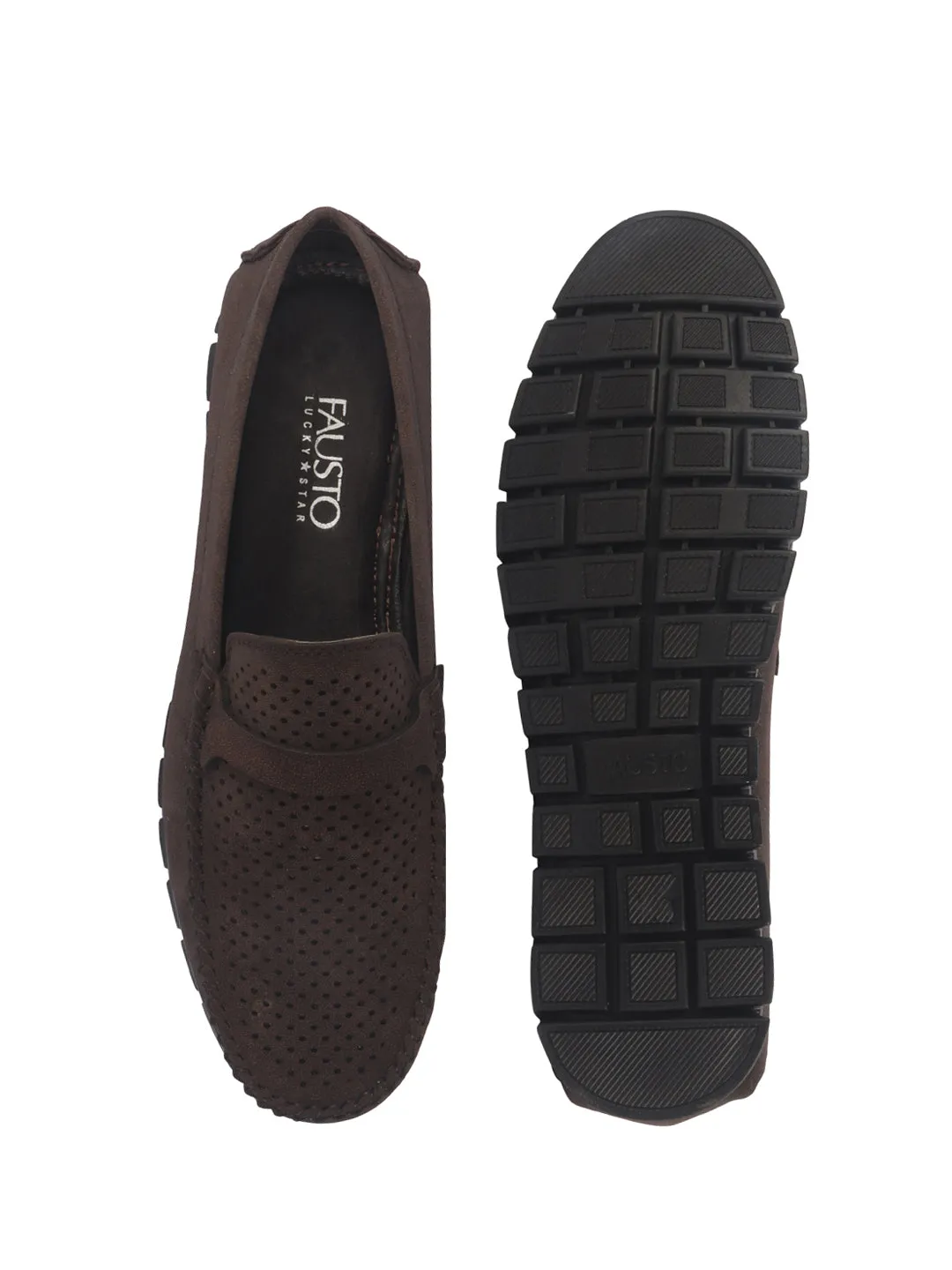 Men Laser Cut Suede Slip-On Shoe Driving Loafers Breathable Shoe with Memory Cushioned Insole All Day Long Comfortable
