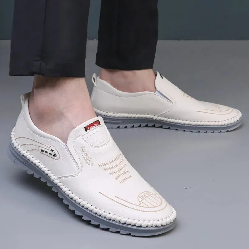 Men’s Breathable Vegan Leather Loafer with Side Stitching | Eco-Friendly Materials for Everyday Wear