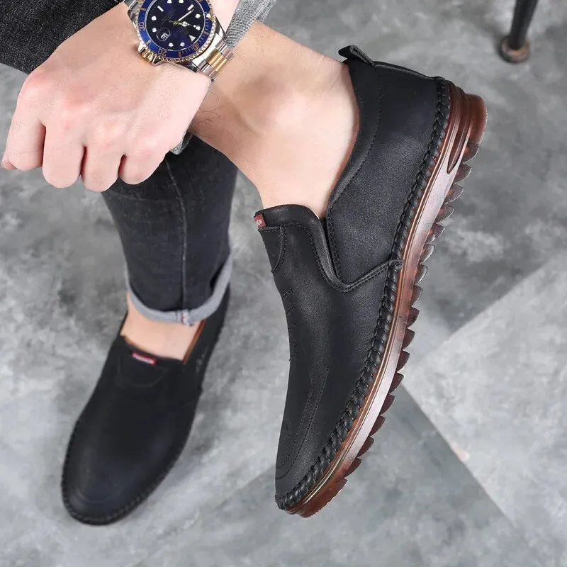Men’s Breathable Vegan Leather Loafer with Side Stitching | Eco-Friendly Materials for Everyday Wear