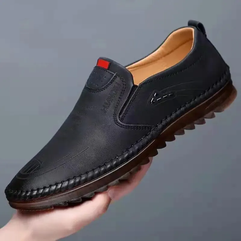 Men’s Breathable Vegan Leather Loafer with Side Stitching | Eco-Friendly Materials for Everyday Wear