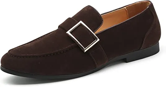 Men's Suede Smoking Loafers Buckle