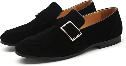 Men's Suede Smoking Loafers Buckle