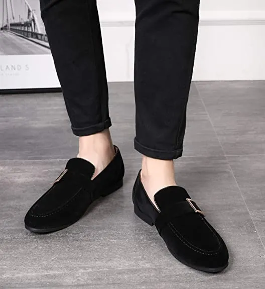 Men's Suede Smoking Loafers Buckle