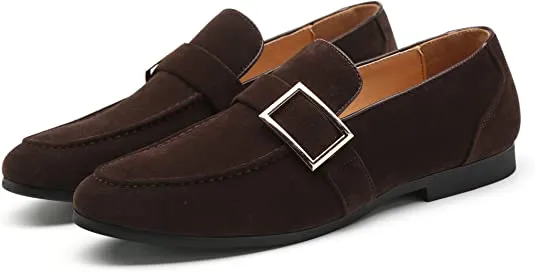Men's Suede Smoking Loafers Buckle