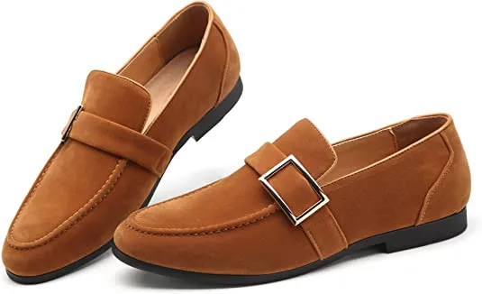 Men's Suede Smoking Loafers Buckle