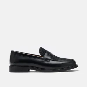 Ms. Calum Black Leather Penny Loafers