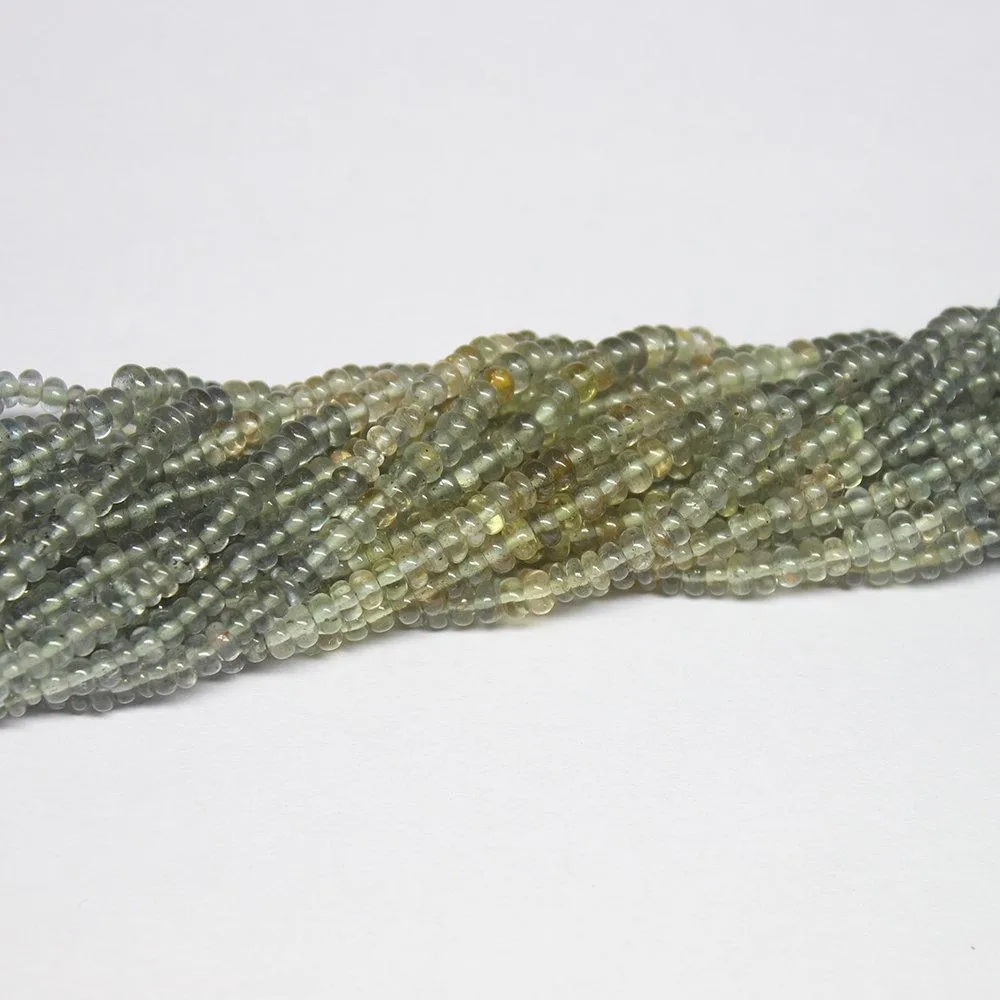 Natural Shaded Moss Aquamarine Smooth Loose Rondelle Beads Strand 3mm 3.5mm 13"