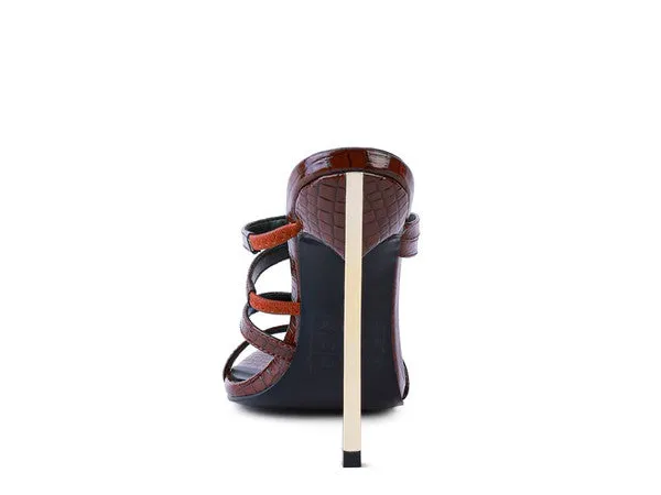 New Croc Metal High Heeled Sandals