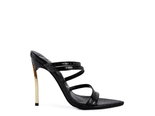 New Croc Metal High Heeled Sandals