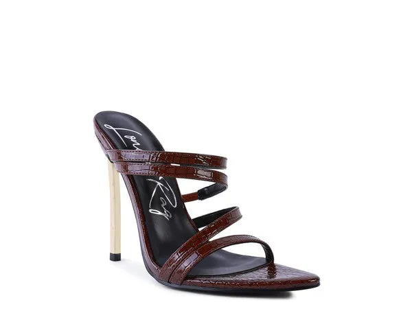 New Croc Metal High Heeled Sandals
