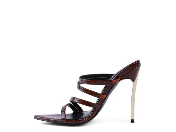 New Croc Metal High Heeled Sandals