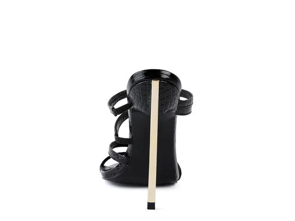 New Croc Metal High Heeled Sandals