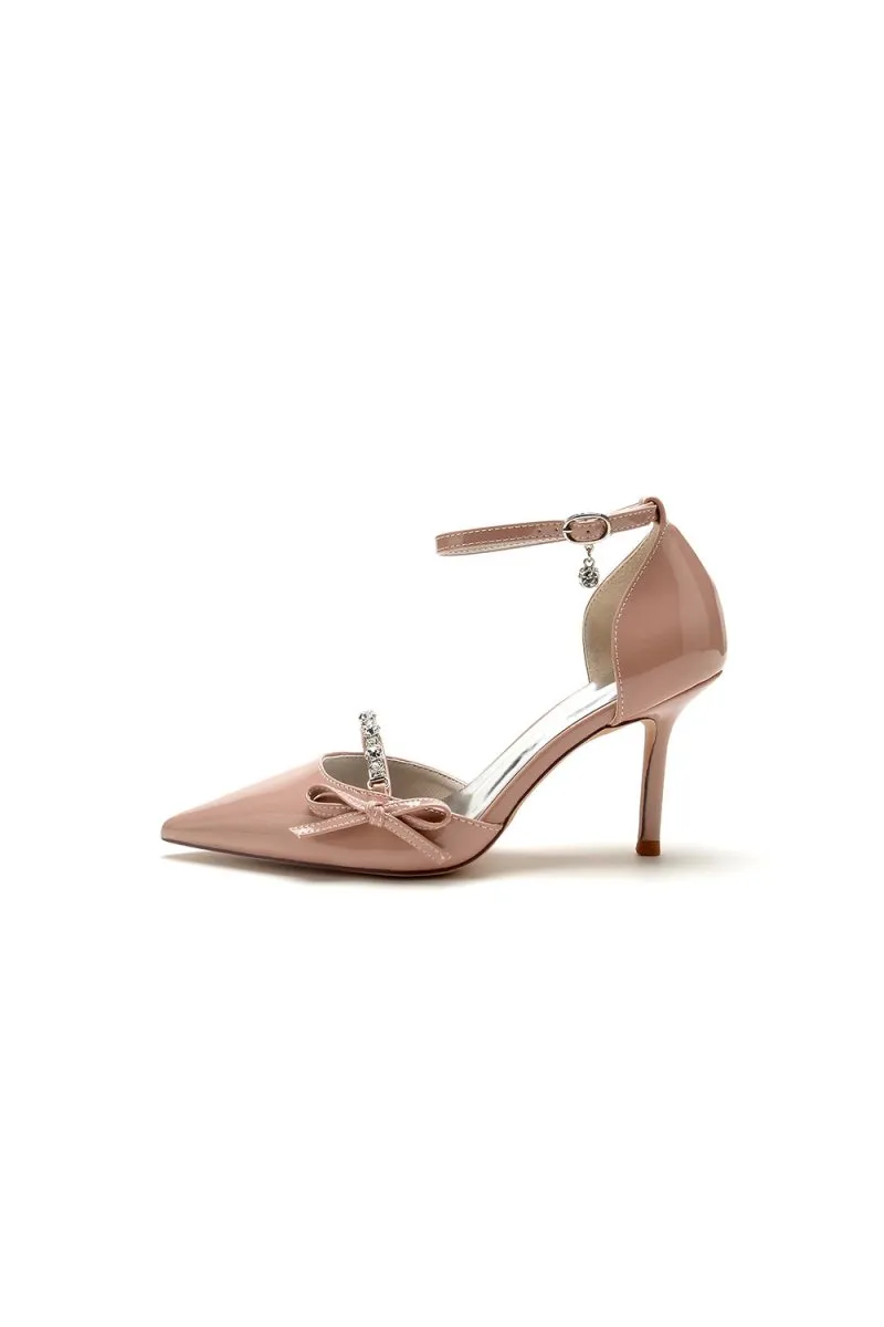 Patent Leather Wedding High Heels with Bow