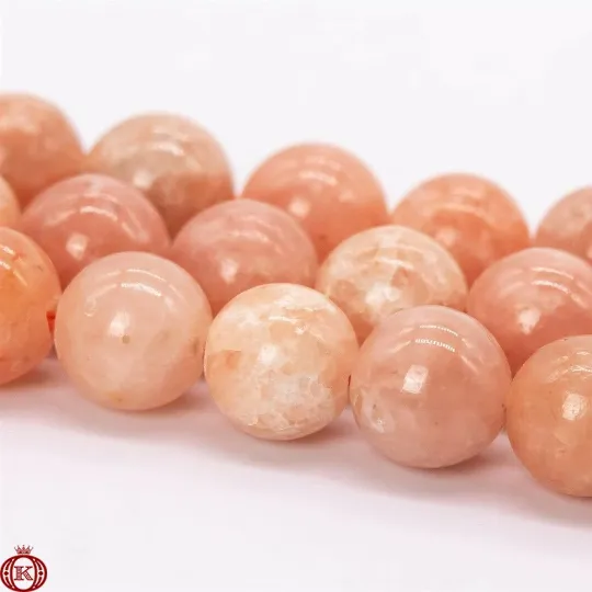 Peach Calcite Beads Smooth Round