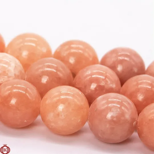 Peach Calcite Beads Smooth Round