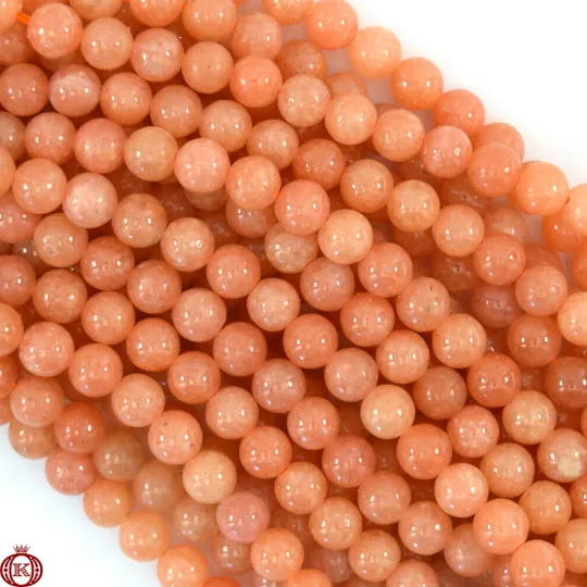 Peach Calcite Beads Smooth Round