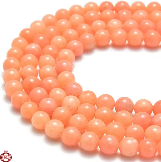 Peach Calcite Beads Smooth Round