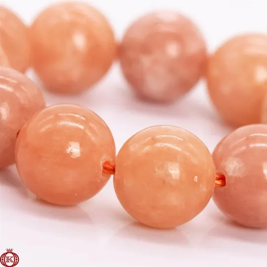 Peach Calcite Beads Smooth Round