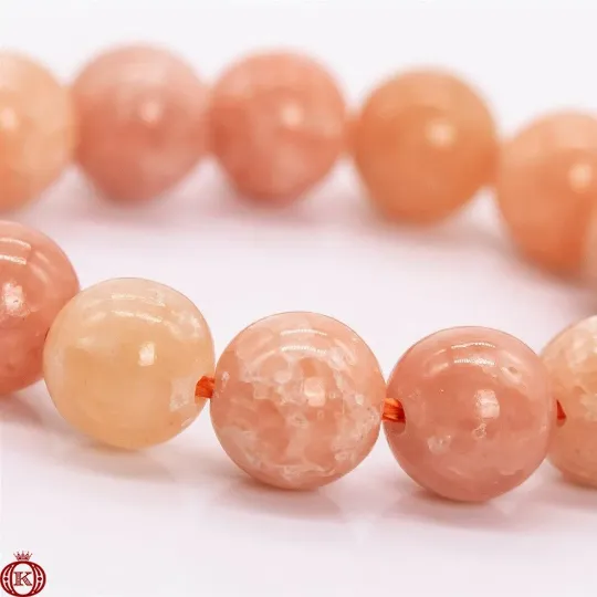 Peach Calcite Beads Smooth Round