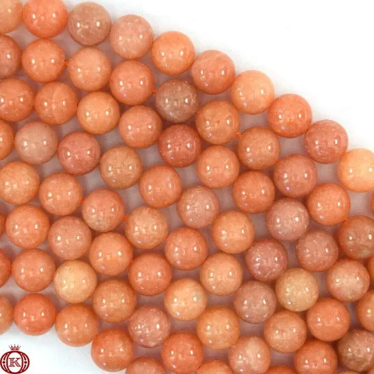 Peach Calcite Beads Smooth Round