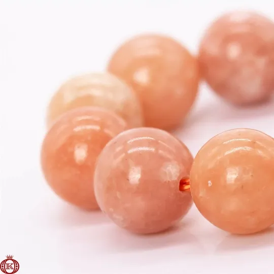 Peach Calcite Beads Smooth Round