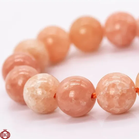 Peach Calcite Beads Smooth Round