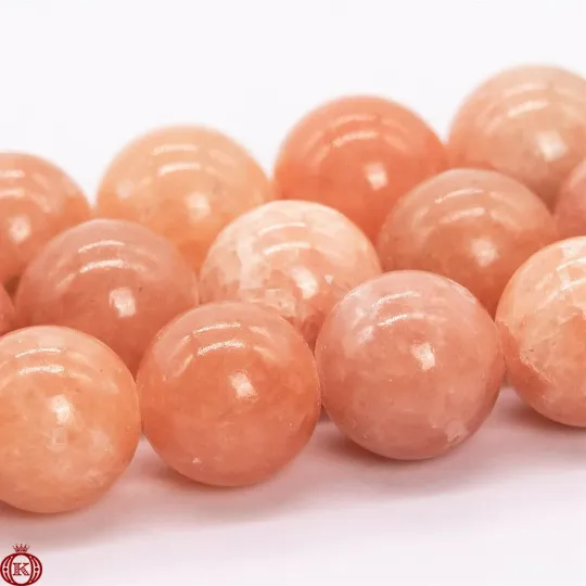 Peach Calcite Beads Smooth Round