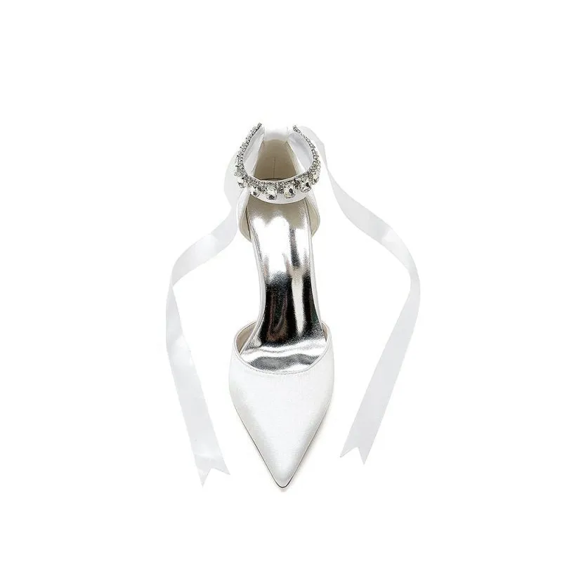 Pointed Toe Stiletto Heels with Ribbon Tie
