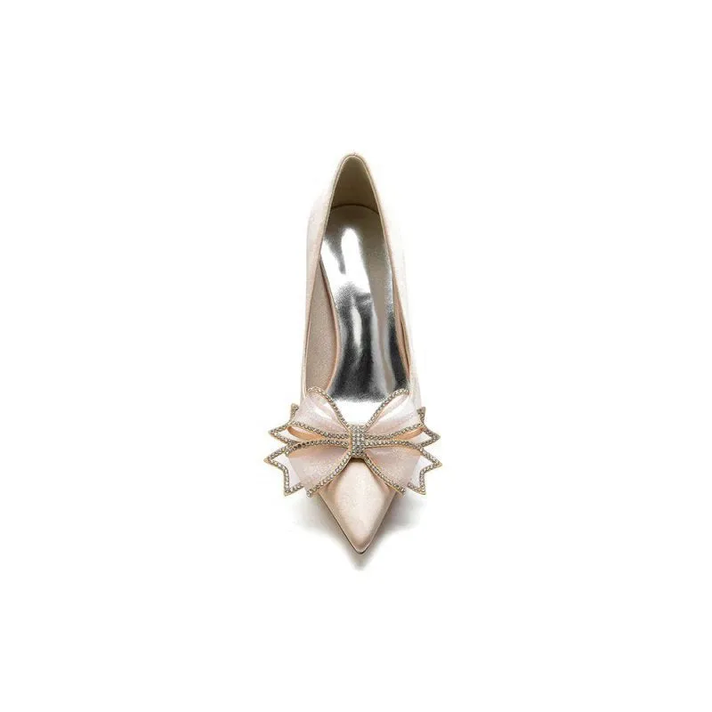 Pointed Toe Wedding Heels with Bow