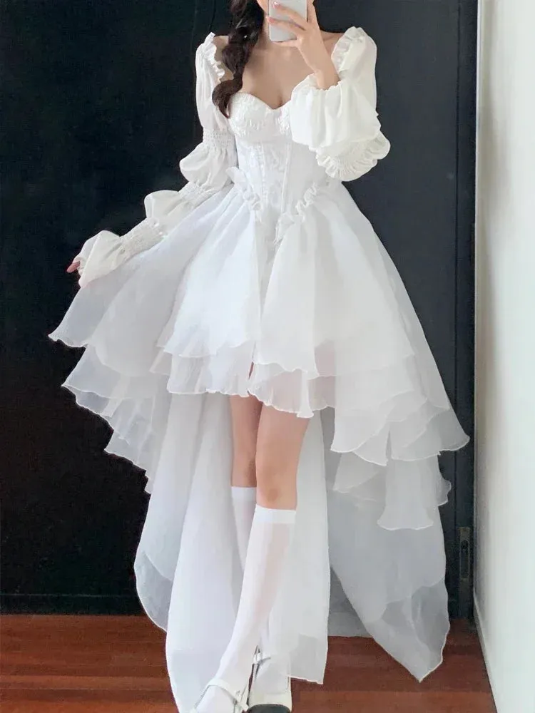 Pure Color Fairy Midi Dress for Women