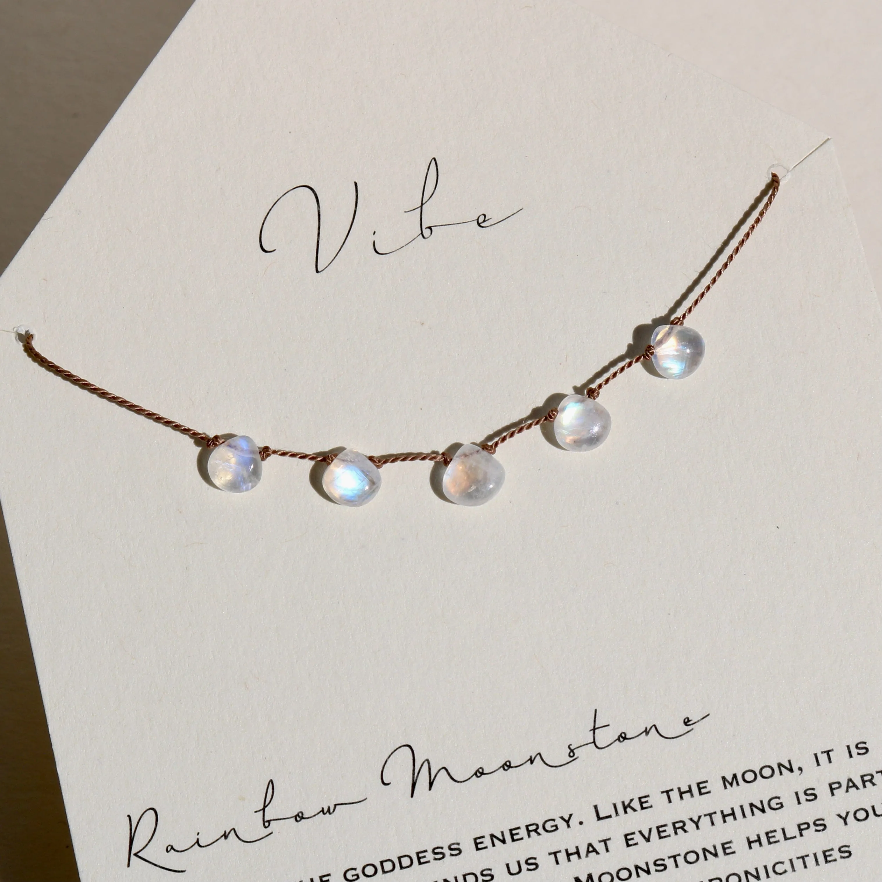 RAINBOW MOONSTONE 5 STONE NECKLACE