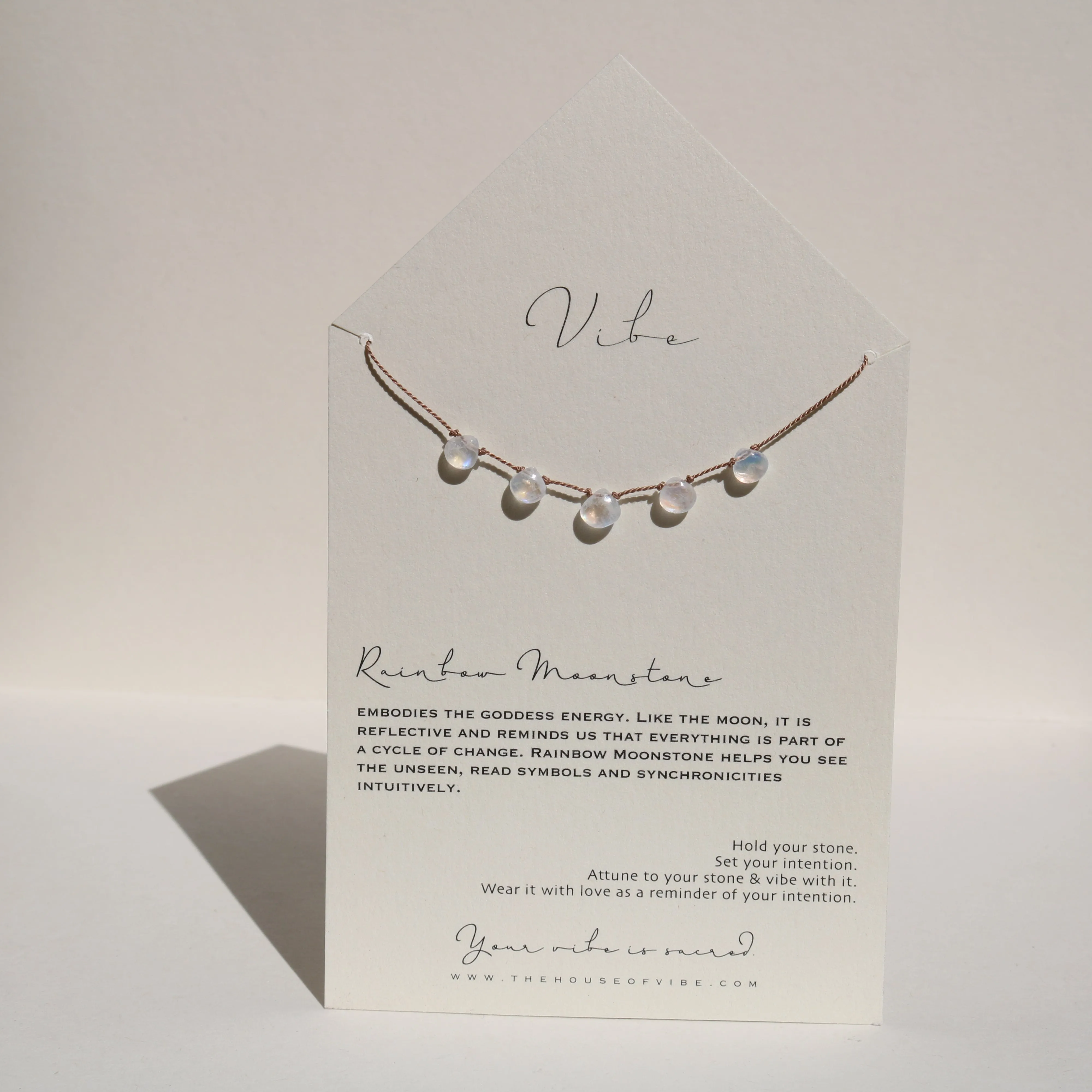 RAINBOW MOONSTONE 5 STONE NECKLACE