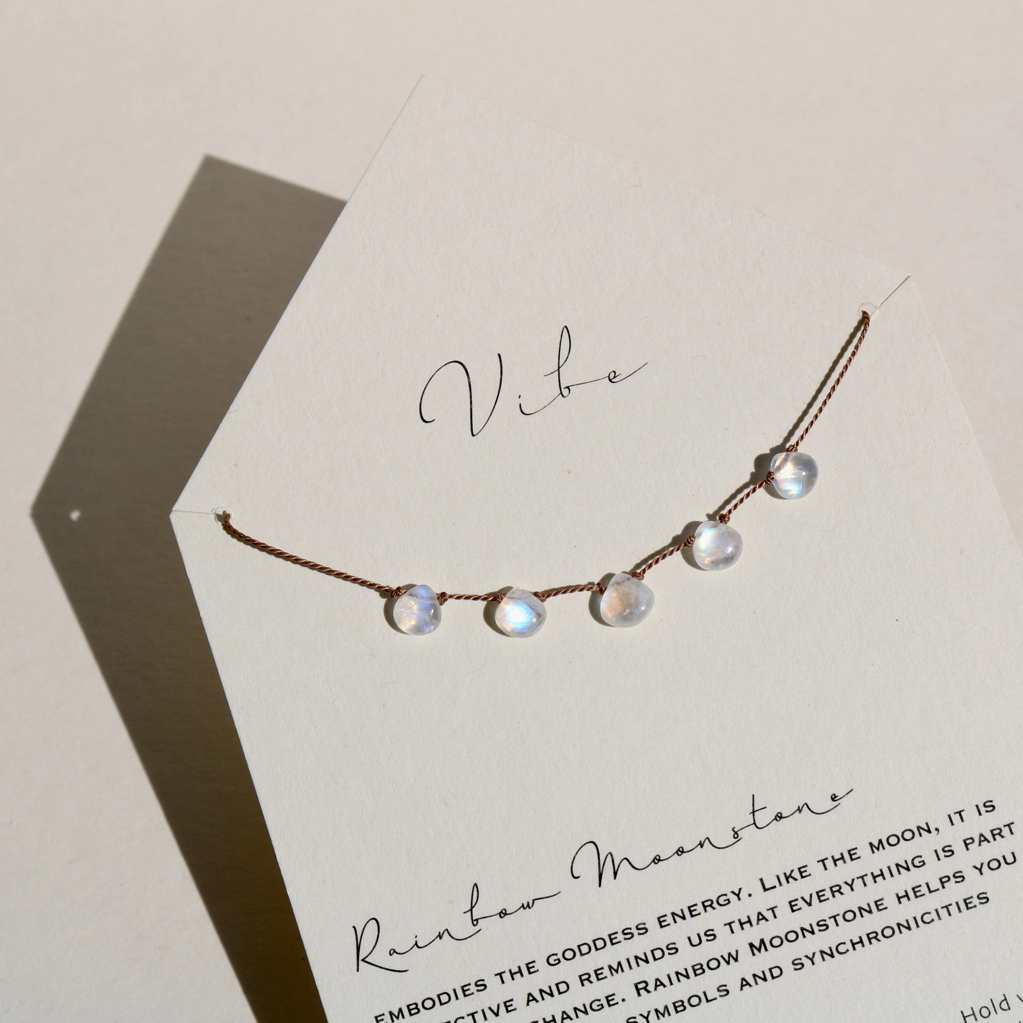 RAINBOW MOONSTONE 5 STONE NECKLACE