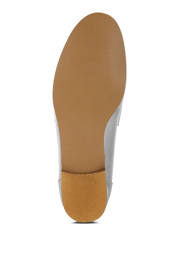 Rhinestone Strap Metallic Loafers By RUW