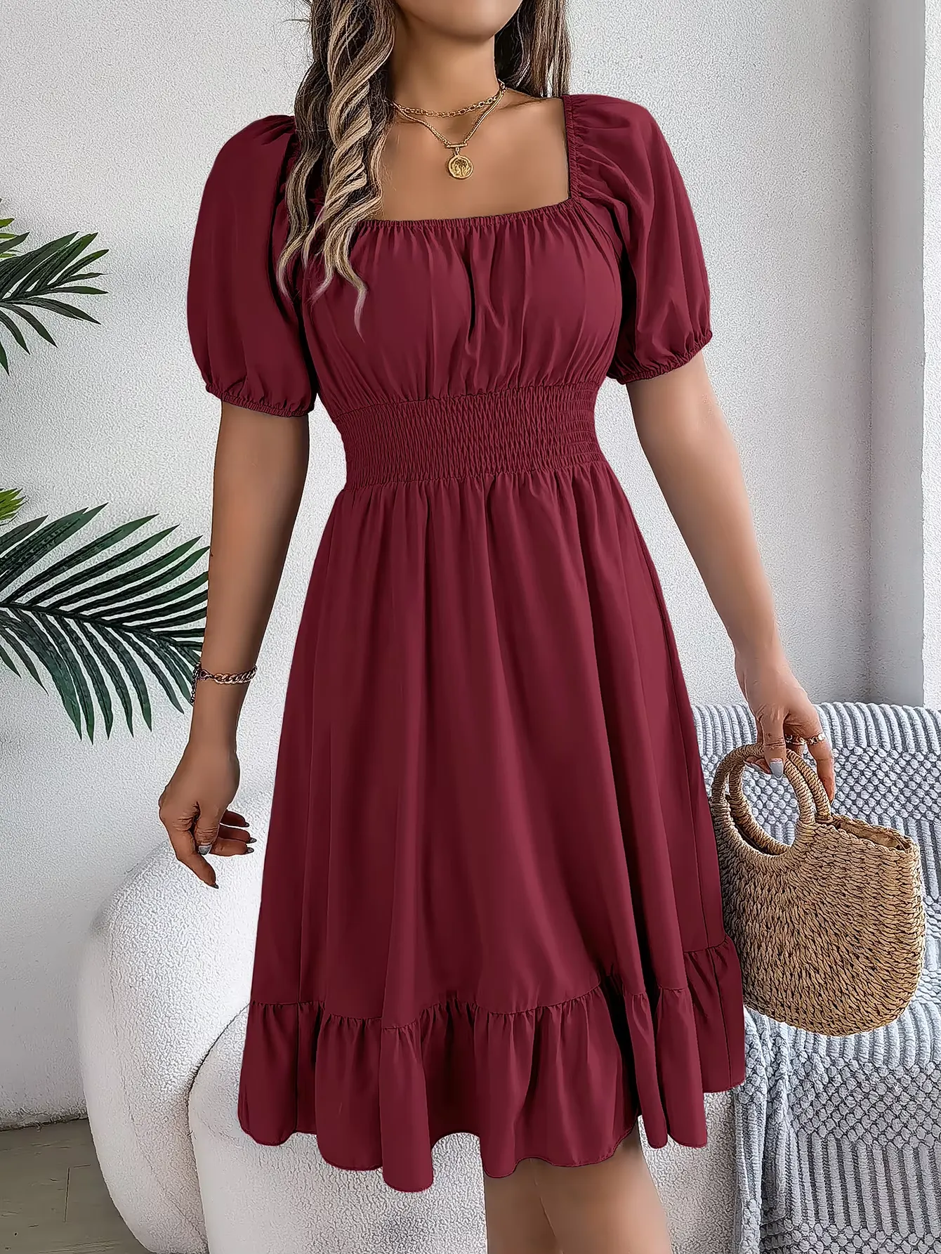 Riley™ - Chic Short Sleeve V-Neck Linen Dress