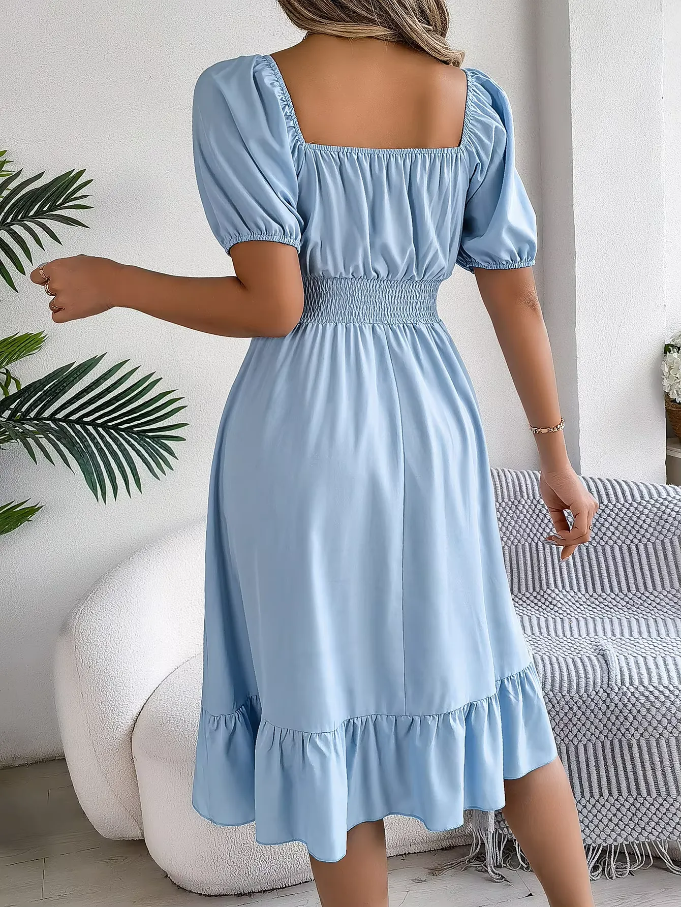 Riley™ - Chic Short Sleeve V-Neck Linen Dress