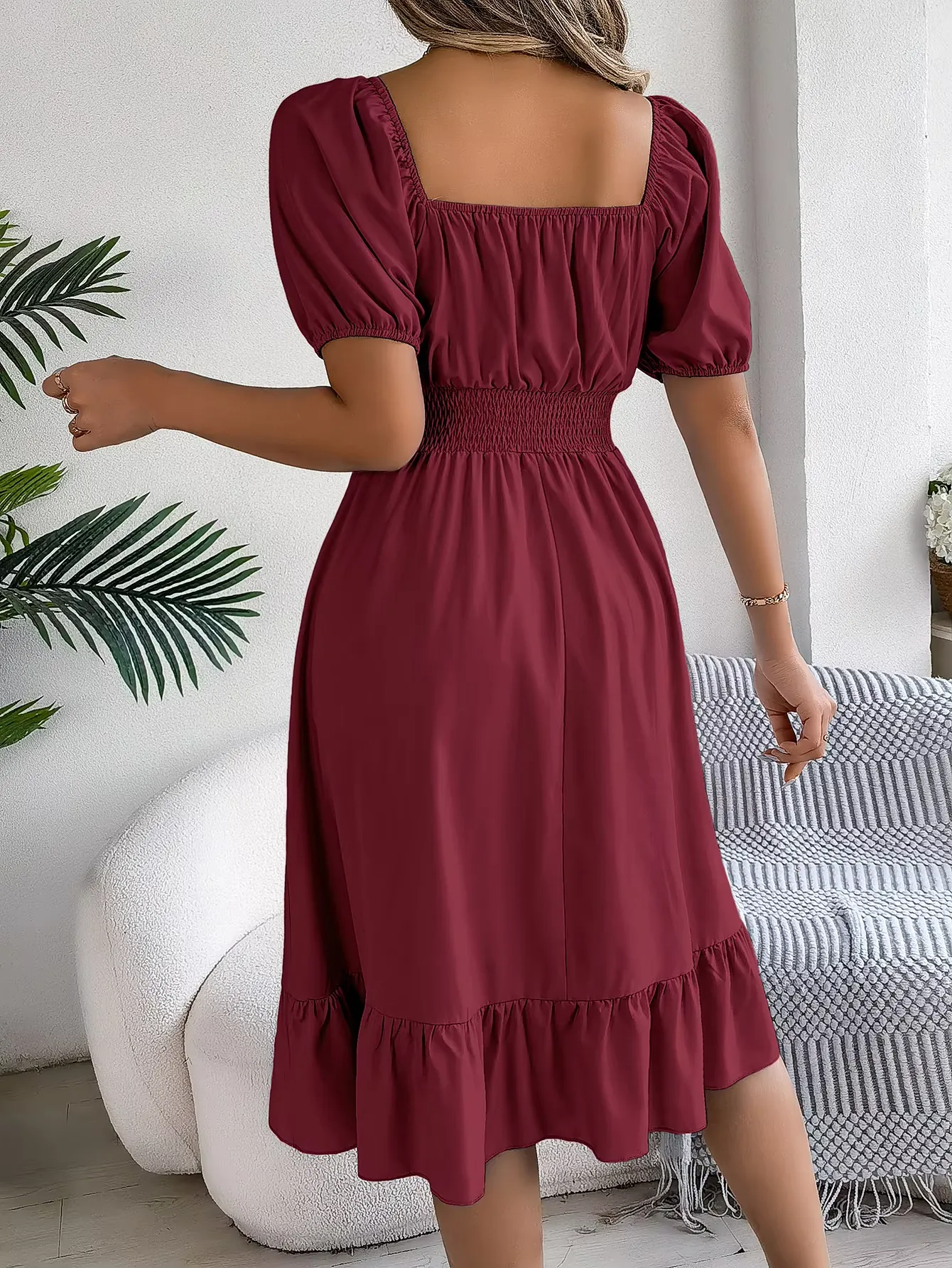 Riley™ - Chic Short Sleeve V-Neck Linen Dress