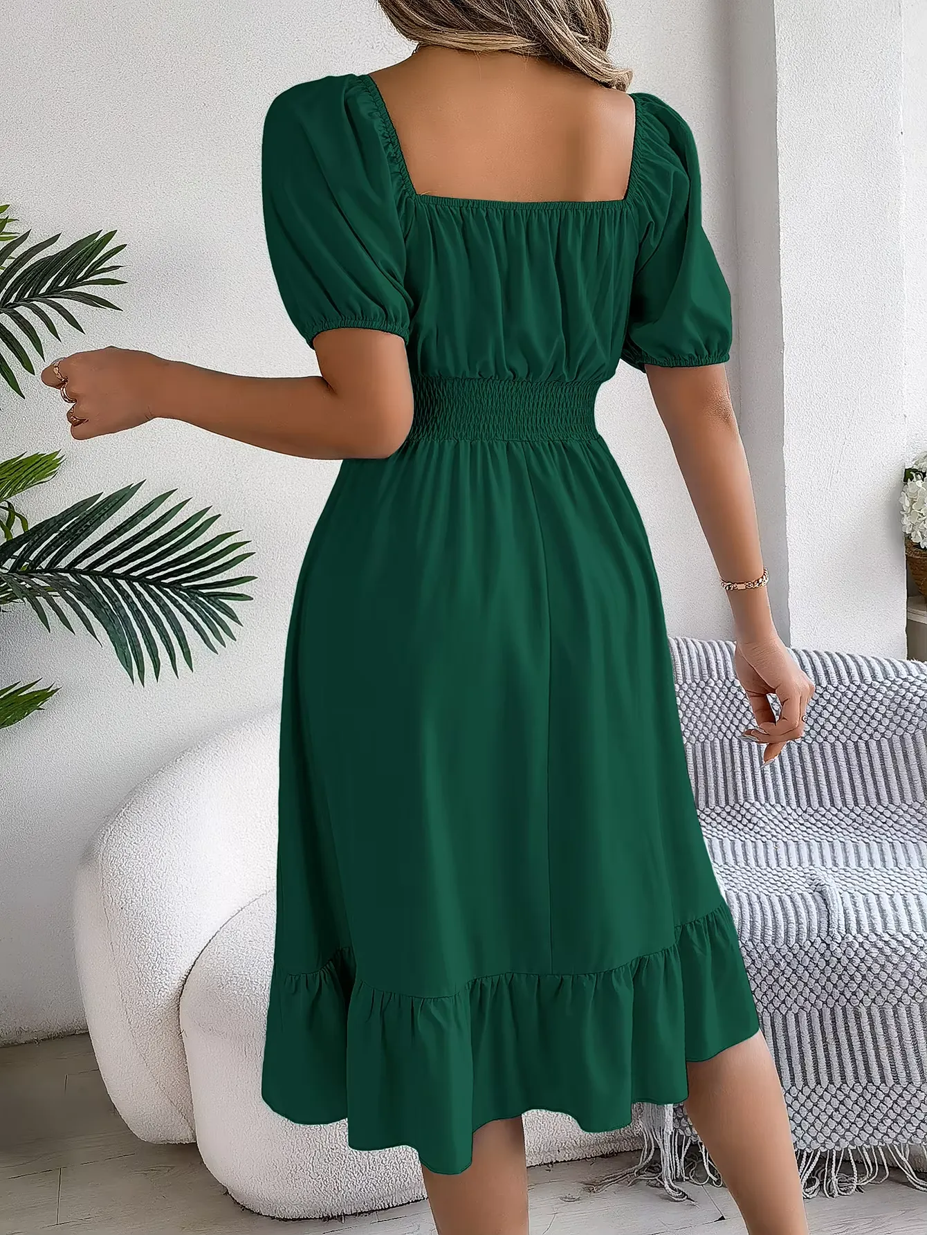 Riley™ - Chic Short Sleeve V-Neck Linen Dress