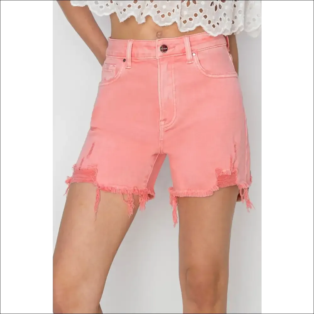 RISEN High Rise Distressed Denim Shorts