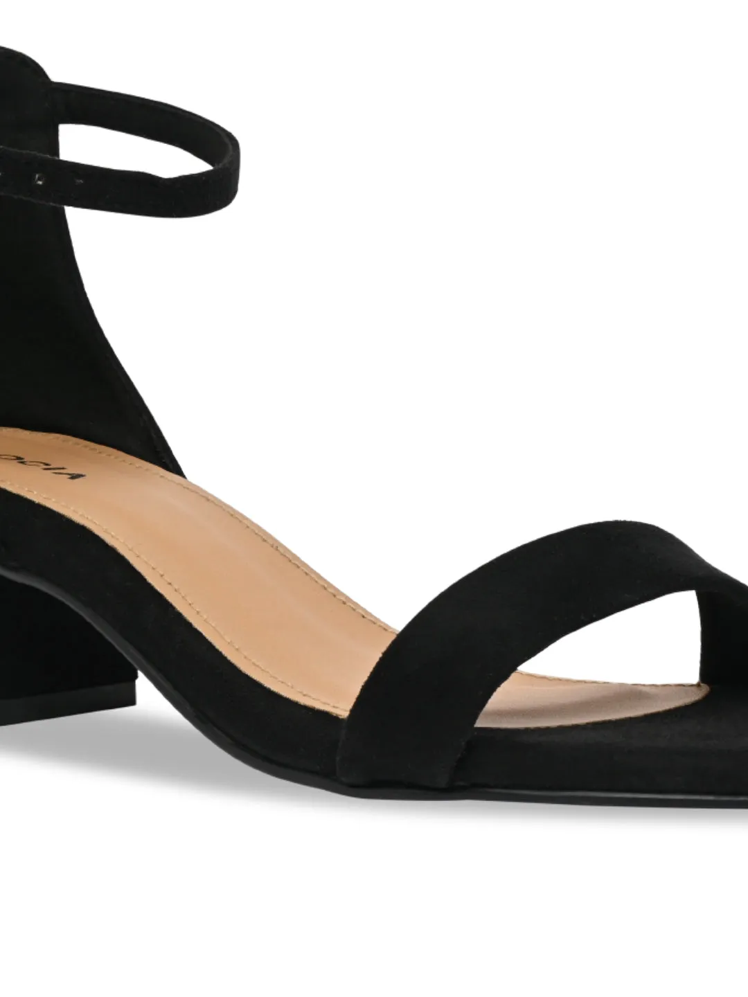 Rocia By Regal Black Women Ankle Strap Block Heel Sandals