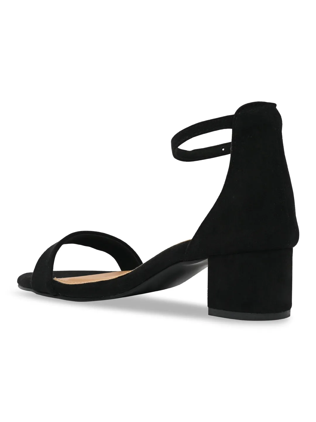 Rocia By Regal Black Women Ankle Strap Block Heel Sandals