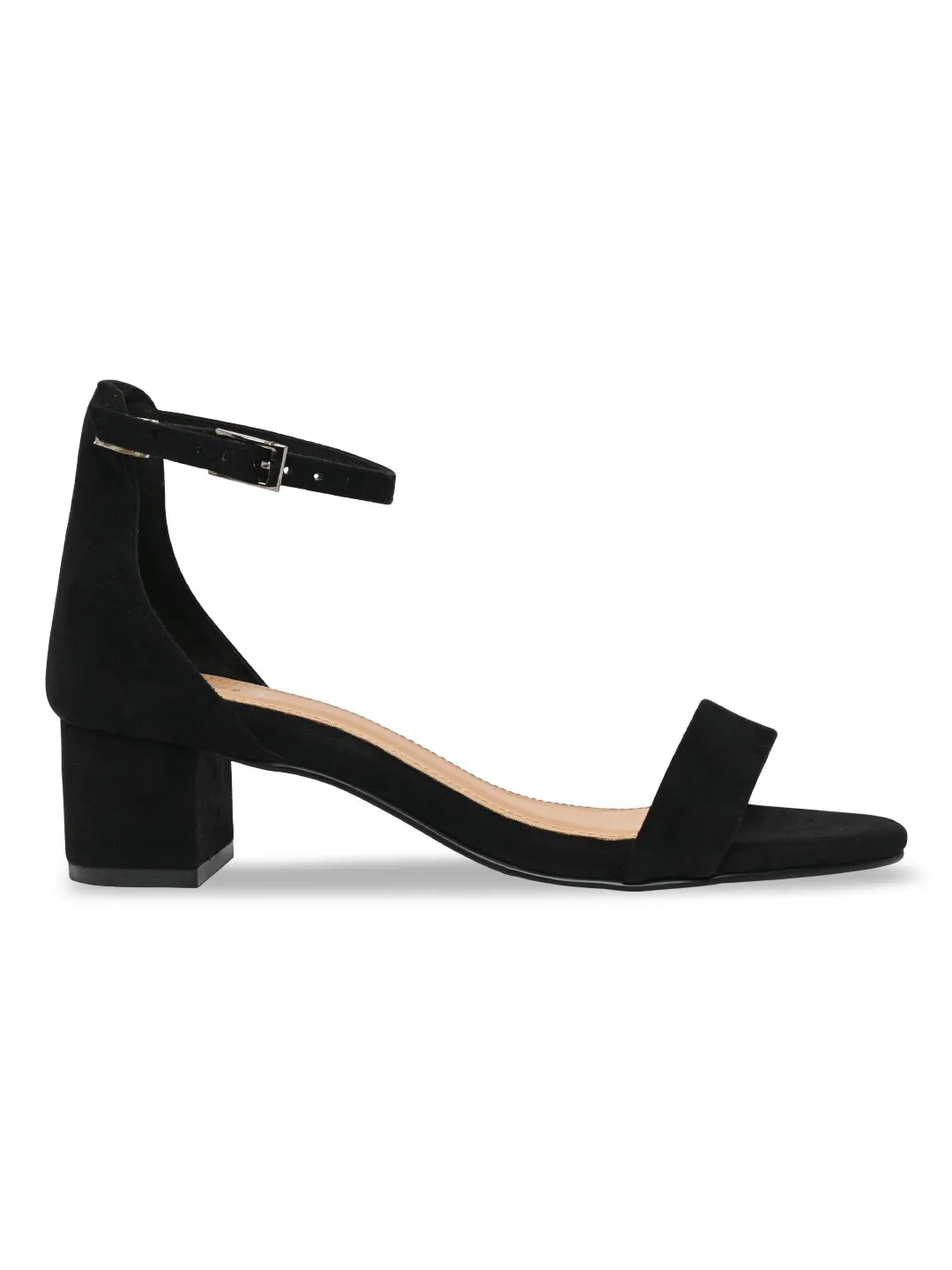 Rocia By Regal Black Women Ankle Strap Block Heel Sandals